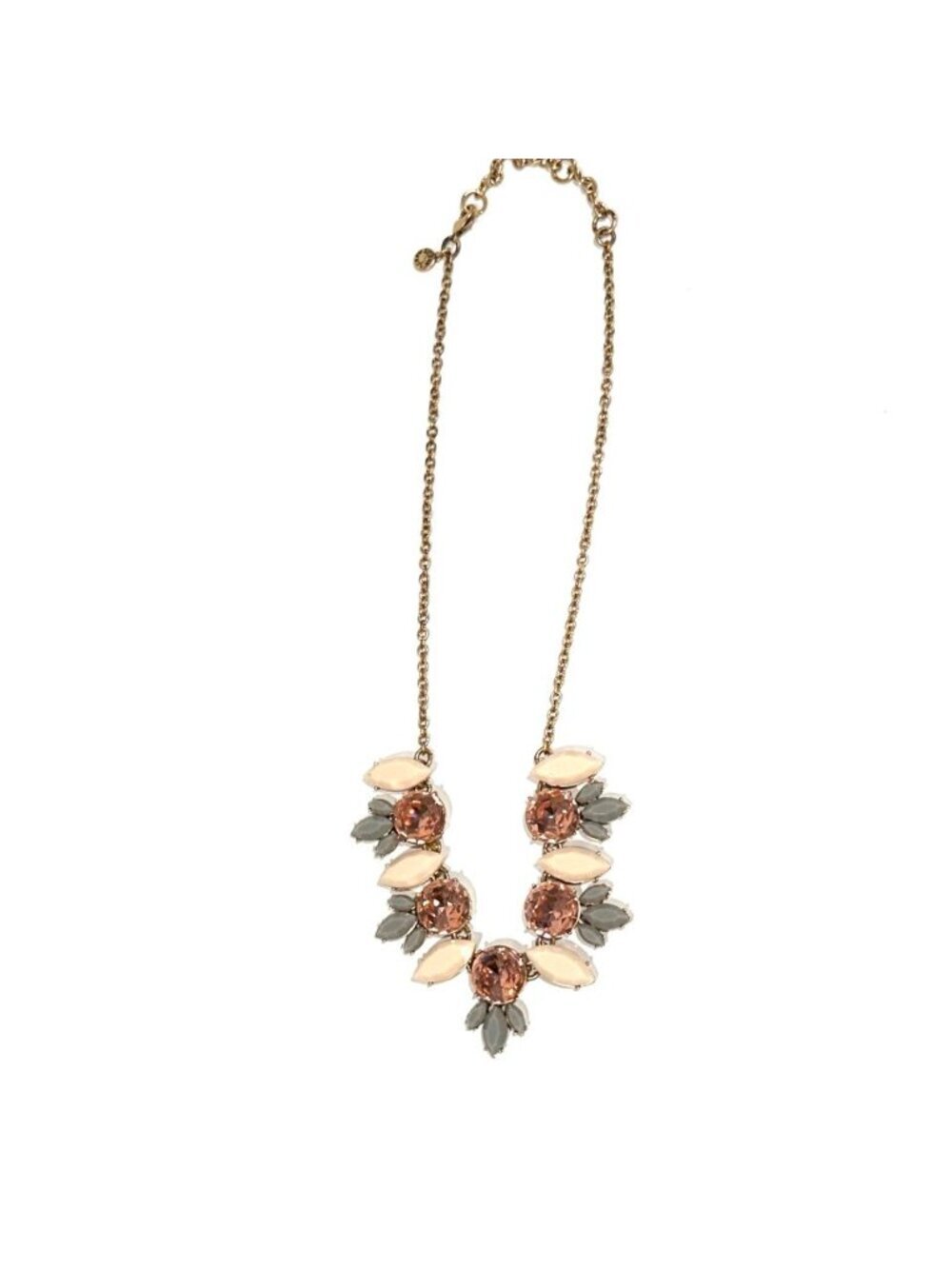 J. Crew Blush Pink, Gray & Cream Crystal Bib Statement Necklace